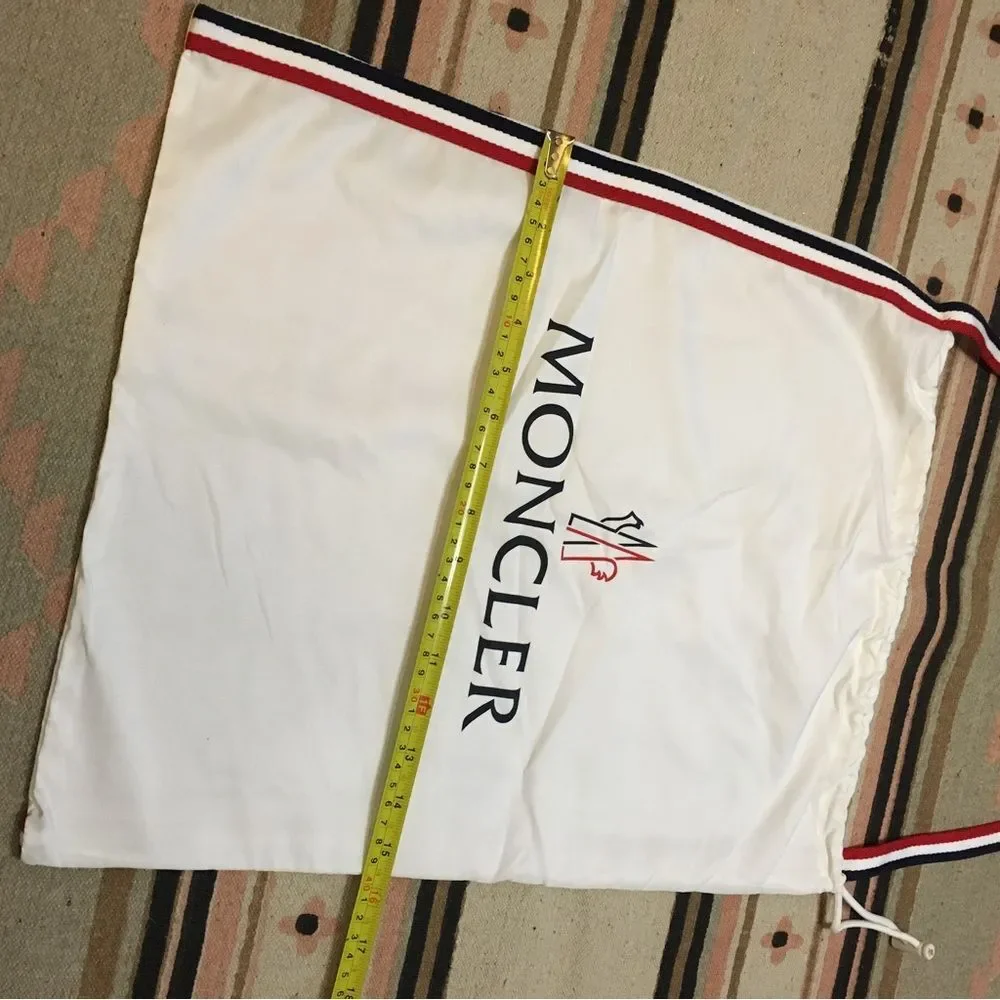 Moncler Medium blue white & red trim drawstring dustbag & shoulder length strap